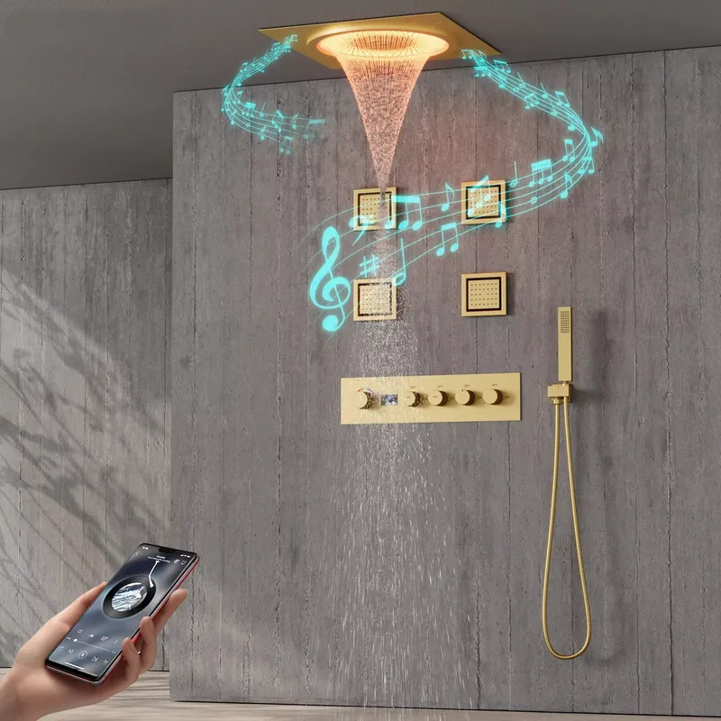 Home Bathroom Spa - Set Shower LED Pintar dengan Musik,