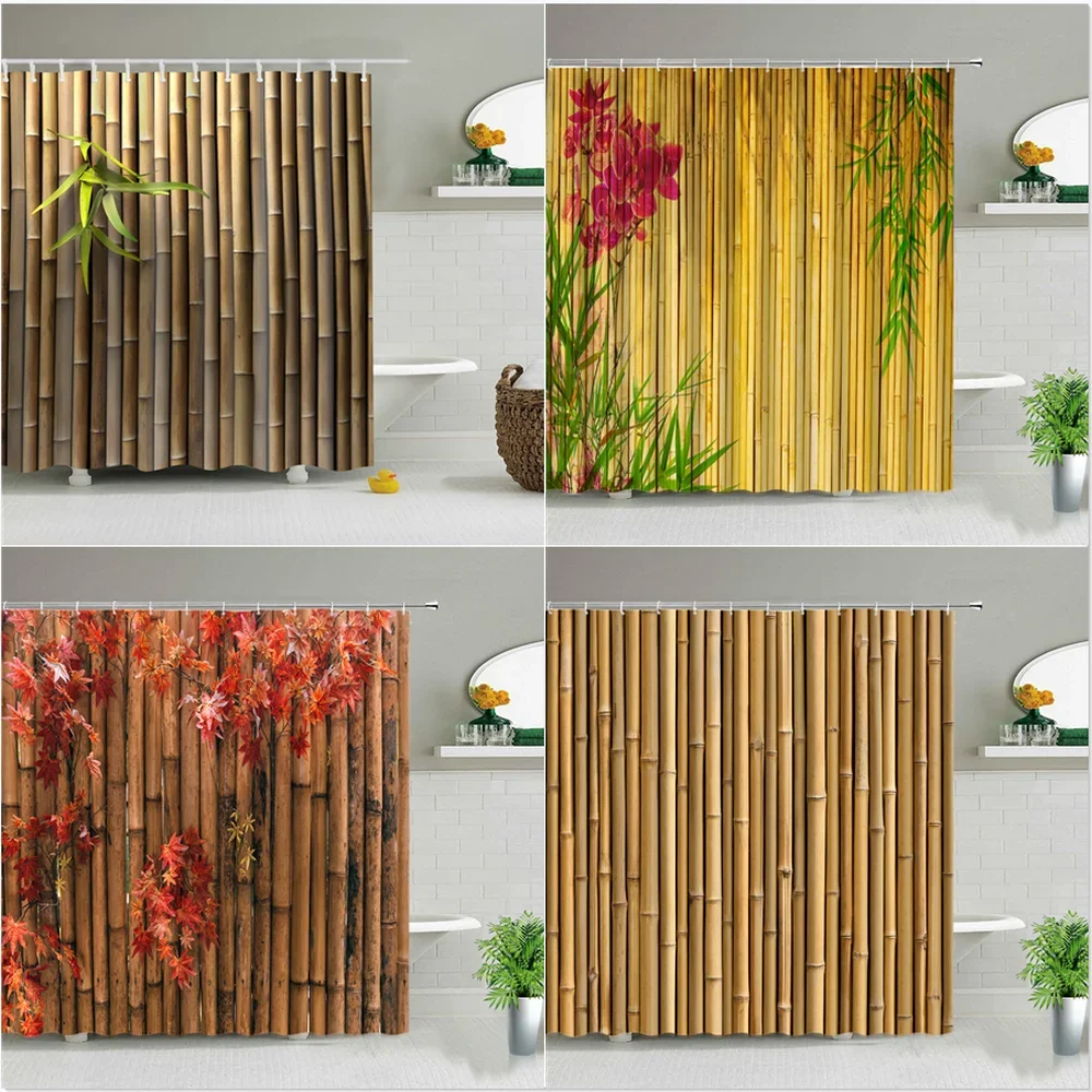 Home Center Bathroom Accessories - Set Tirai Mandi Seri Bambu Hijau