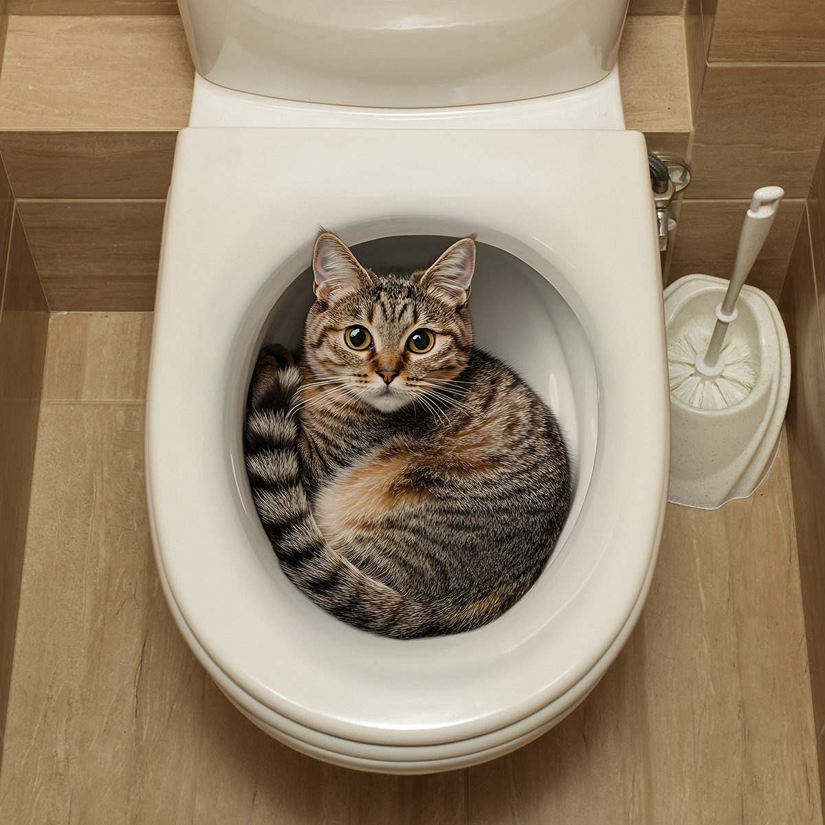 Stiker Toilet Kucing Lucu 3D S - Home Center Bathroom Accessories ulasan dan harga