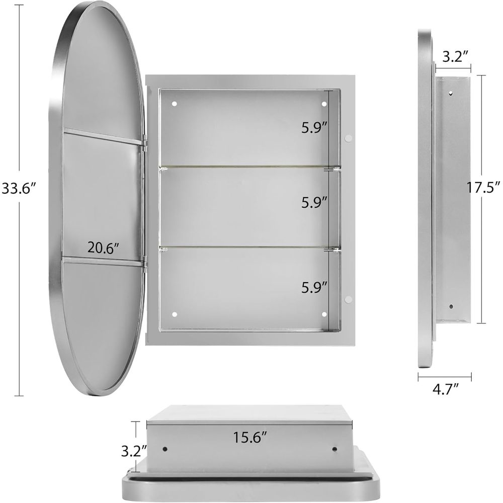 Lemari Obat Kamar Mandi Oval T - Bathroom Cabinet Mirror ulasan dan harga